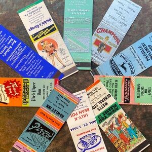 VTG Matchbook Cover Collection-Lot of 10 Advertisement Memorabilia. 3w/Back Hits
